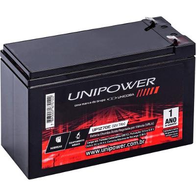 Bateria para Nobreak UP1270E Selada 12V 7AH Chumbo-Ácido Preto Unicoba