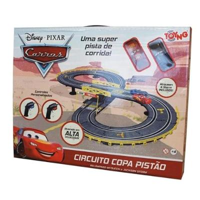 Pista Elétrica 52403 Circuito Copa Pistão com Carrinhos Mcqueen e Storm Toyng
