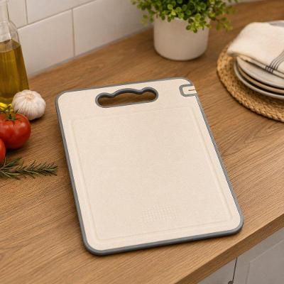 Tábua de Corte Tábua de Corte 36cm Corte de Alimentos Plástico e Metal Dupla Face Cozinha Bege Top