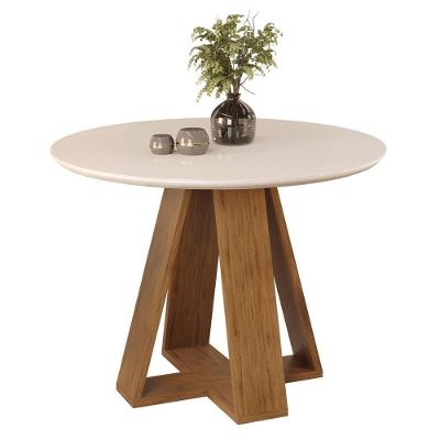 Mesa de Jantar Kiara 4 Lugares Redonda MDF Off White DJ Móveis