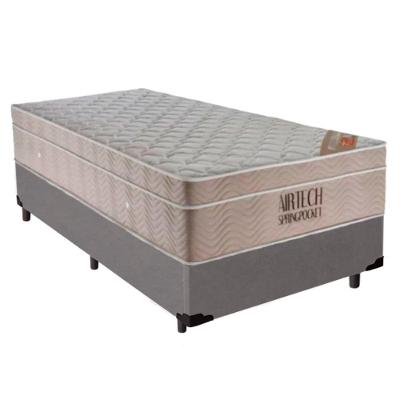 Cama Box com Colchão Solteiro Airtech Springpocket Molas Ensacadas Suede Matelassê Cinza Ortobom