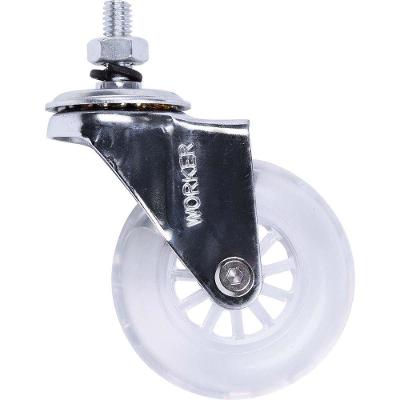 Rodízio Gel 75mm Espiga Cristal com Deslizamento Suave e Silencioso Transparente Worker