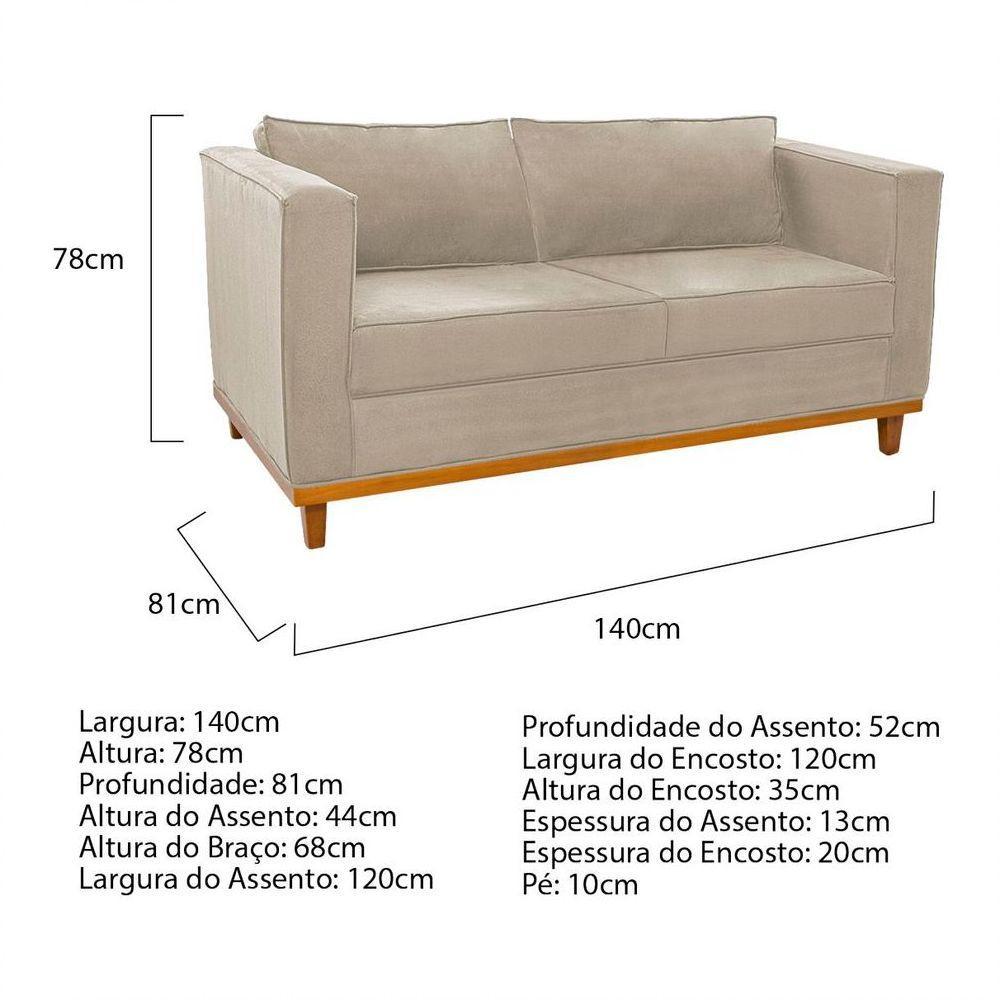 Kit Sofá 2 Lugares e 2 Poltronas Europa Suede Bege - 4