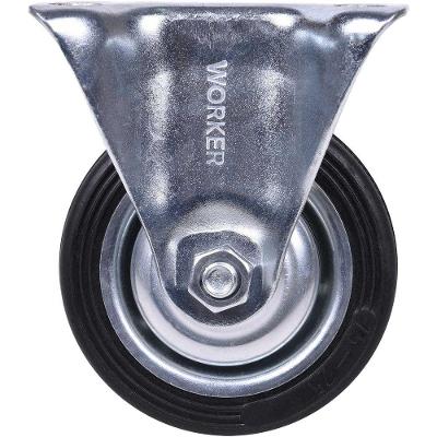 Rodízio Borracha 8'' 200MM Fixo com Deslocamento Suave Preto Worker