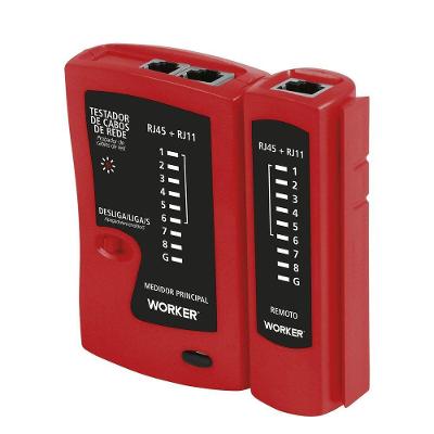Testador de Cabos de Rede 9V Worker com Alta Precisão Até 100M e Identificação de Fios Rompidos