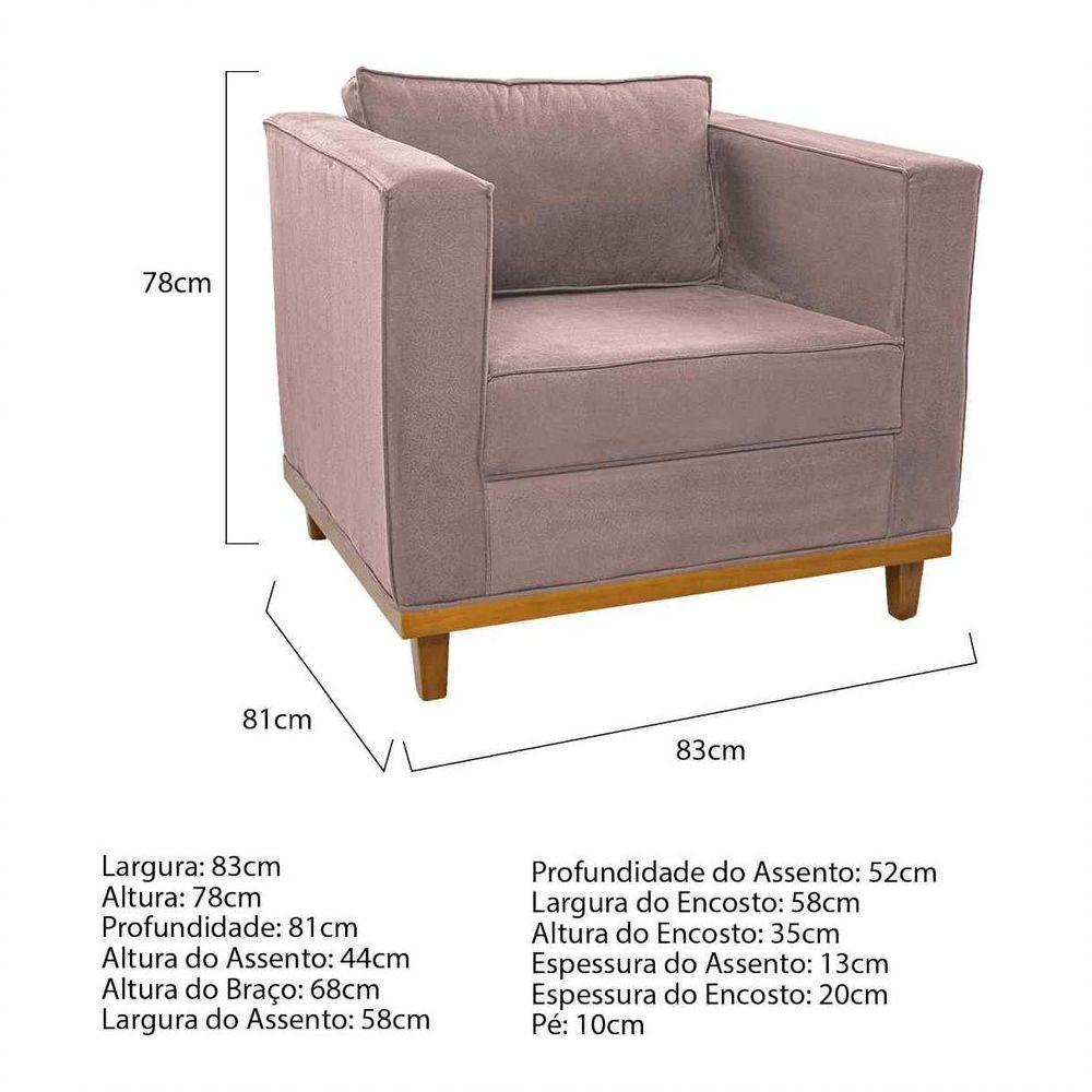 Kit Sofá 2 Lugares e 2 Poltronas Europa Linho Rosê - 3