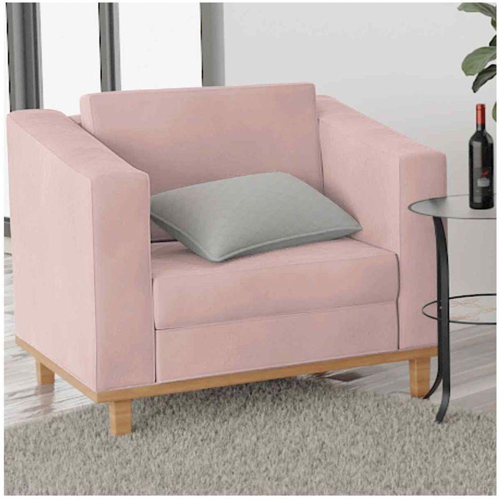 Kit Sofá 2 Lugares e 2 Poltronas Europa Linho Rosê - 5