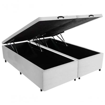 Cama Box com Baú Casal Bipartida com Baú Pneumático Tecido Branco 138CM