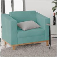 Kit Sofá 2 Lugares e 2 Poltronas Europa Suede Azul Tiffany - 5