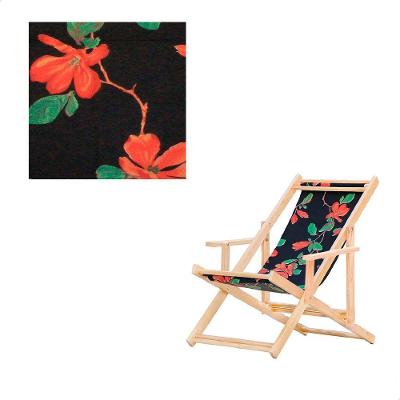 Tecido para Cadeira Espreguiçadeira Preguiçosa com Flores Preto Hidro-Repelente 65% Algodão 35%