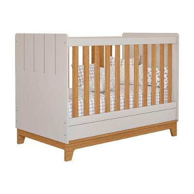 Berço Multifuncional Mini Cama Biscoito MDF Off White e Nature Loja Doce Lar
