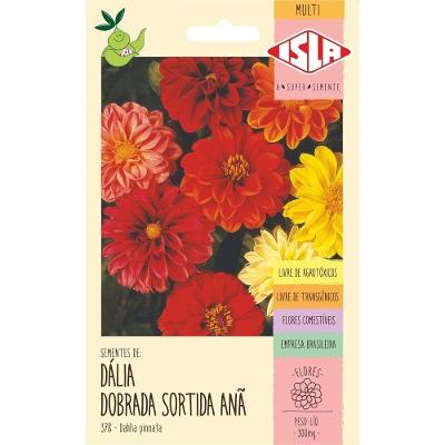 Sementes de Dália Dobrada Anã 37823 Flores Exuberantes Cores Sortidas 0,3g Amarelo Isla