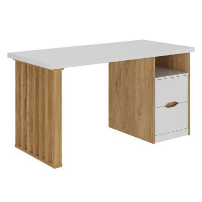 Mesa Escrivaninha Retangular Florence Moderno 2 Gavetas 142CM Branco Artany