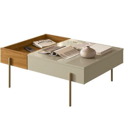 Mesa de Centro Dennis Retangular MDP Metal Pintado 84CM Cinza Madetec