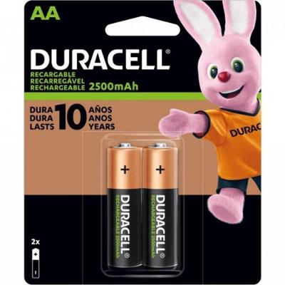 Pilha Recarregável AA F002 Até 400 Vezes Branco Duracell 2500MAH 2 Unidades