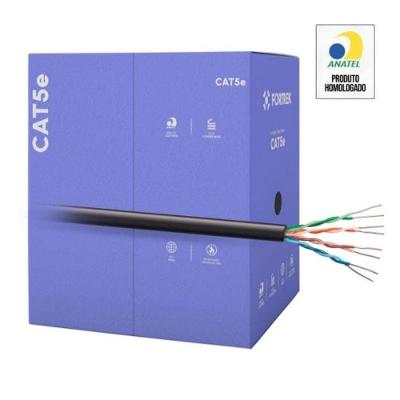 Cabo de Rede Cat5e FK 500C com Condutor 100% Cobre Preto Fortrek 305M
