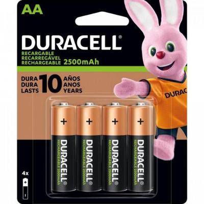 Pilha Recarregavel F002 2500MAH Uso Intenso Bivolt Amarelo Duracell Kit 4 AA