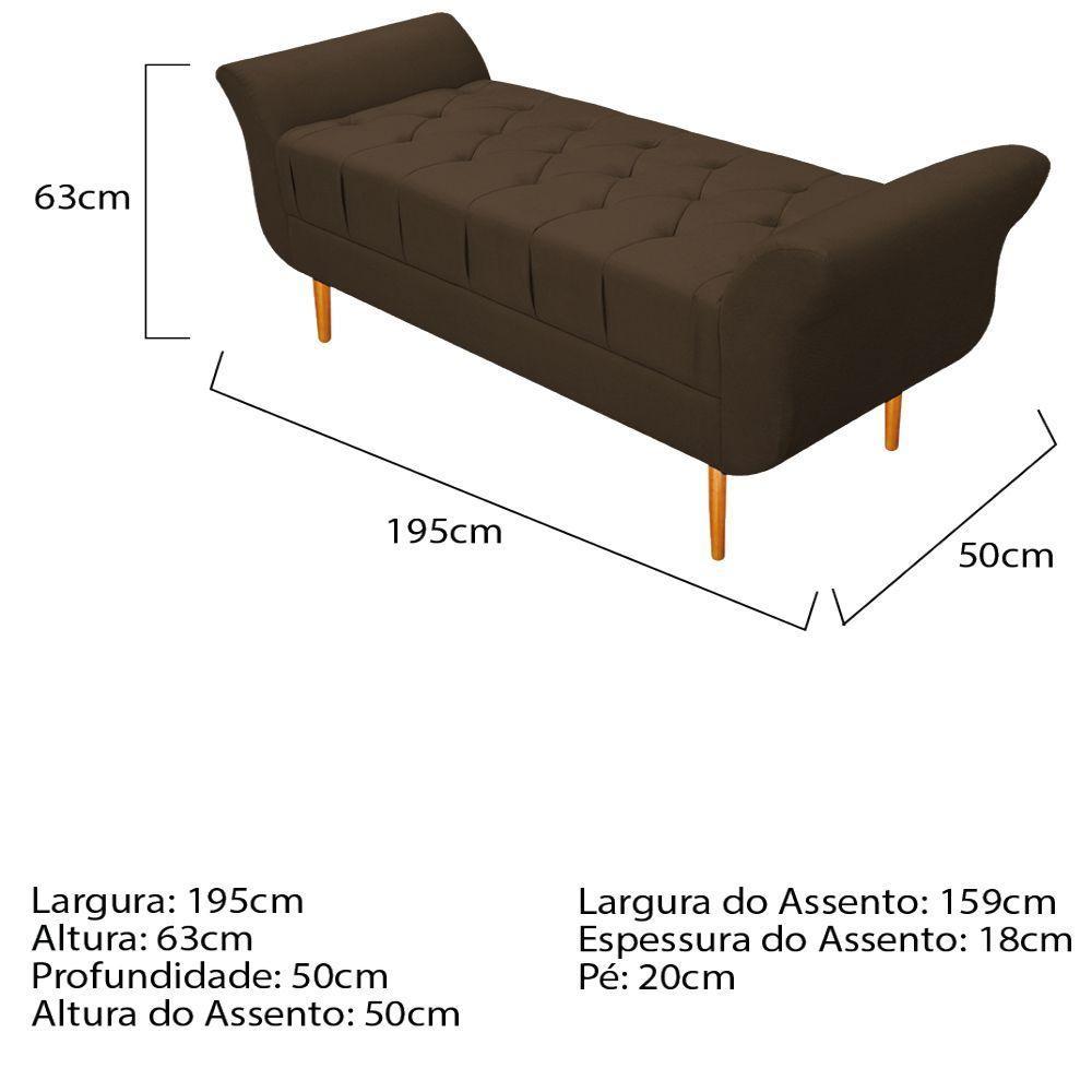 Recamier estofado Ari 195 Cm King Size Suede Marrom - 2