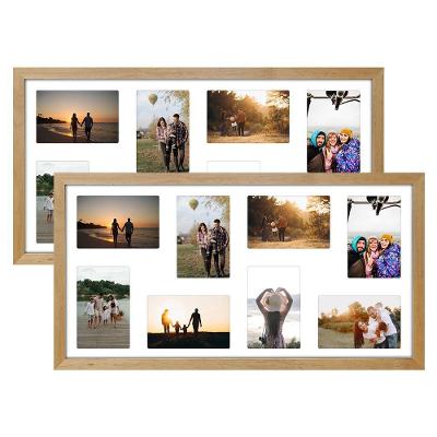 Kit 2 Quadros Multifoto 16 Fotos 10x15 com Paspatur Branco Mel 30X60
