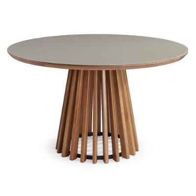 Mesa de Jantar Michigan 4 Lugares Redonda Tampo Vidro 130CM Amadeirado Espaço Casa & Jardim
