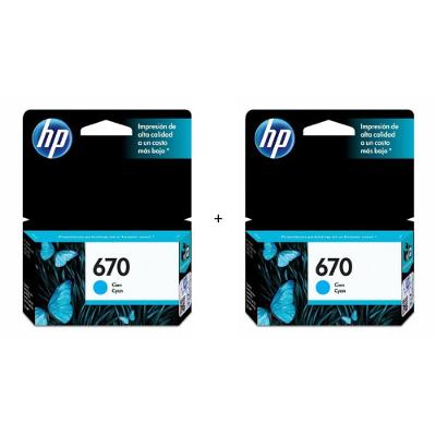 Cartucho de Tinta HP 670 Kit 2 Ciano para Deskjet Ink Advantage 3525 3526 4615 CZ114AB