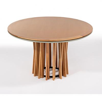 Mesa de Jantar Oliva 6 Lugares Redonda MDF 130CM Verniz Avelã Espaço Casa & Jardim
