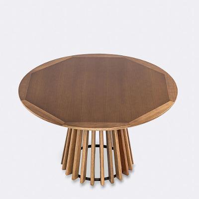 Mesa de Jantar Michigan 6 Lugares Redonda Madeira 130CM Verniz Avelã Espaço Casa & Jardim