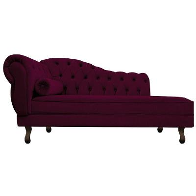 Recamier Diana 185cm Lado Direito Suede Bordô
