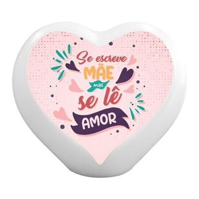 Luminária Coração Se Lê Amor USB com Iluminação Difusa LED 5V Branco Bivolt