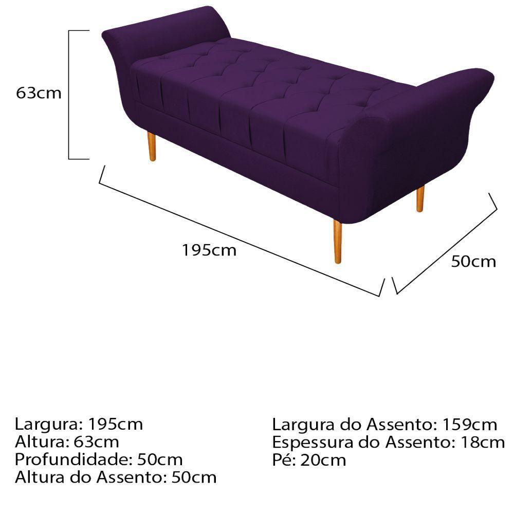 Recamier estofado Ari 195 Cm King Size Suede Roxo - 2