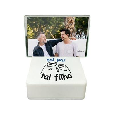 Luminária Mini Box Retrato Tal Pai Tal Filho com LED Integrado e Iluminação de Foto e Frase 11,5CM