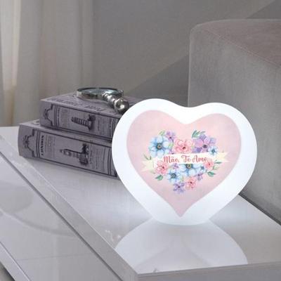 Luminária Coração Mãe Floral LED com Iluminação Difusa e Luz Suave Bivolt