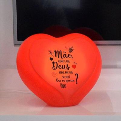 Luminária Coração Mãe Deus Sabia Iluminação Suave com Luz Difusa Bivolt Vermelho