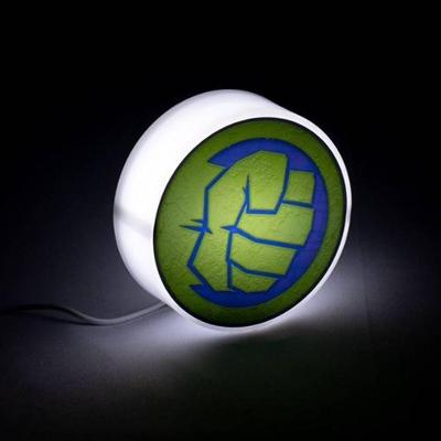 Mini Luminária LED Redonda Incrível Hulk Luz Difusa Verde Bivolt