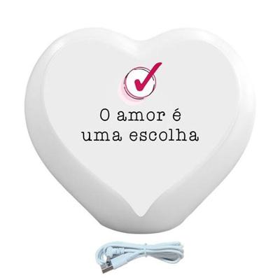 Luminária Coração Amor É uma Escolha LED USB Luz Difusa Bivolt Branco 11CM