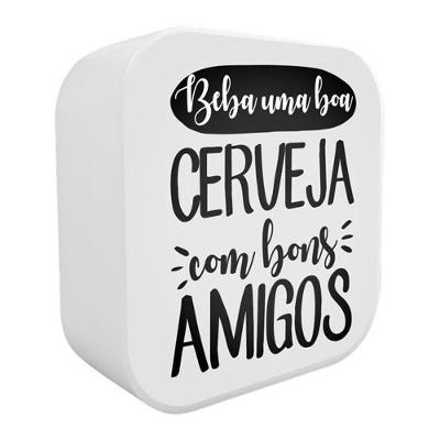 Luminária Box Boa Ceveja com Bons Amigos com Iluminação Difusa e Bivolt 23CM