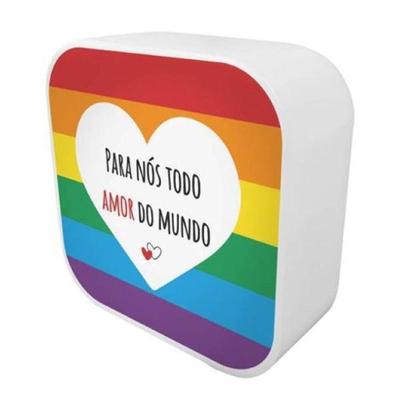 Luminária Box Toda a Forma de Amor com Iluminação Suave e Uso em Parede Ou Bancadas Bivolt