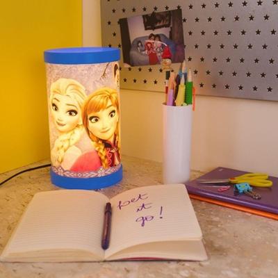 Luminária de Mesa Anna e Elsa Frozen Luz Difusa Design Inspirado em Frozen 2 Azul Disney