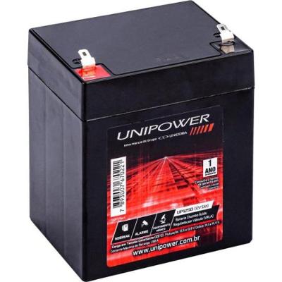 Bateria Estacionária Selada UP1250 12V 5AH VRLA AGM Preto Unipower 70CM