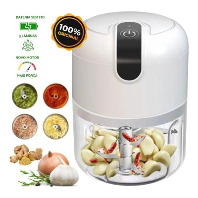 Mini Processador de Alimentos Moedor Elétrico S- Fio com Lâminas de Aço Inoxidável Branco