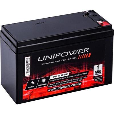 Bateria Selada UP12 Alarme com Autonomia 20h Preto Unipower 4AH