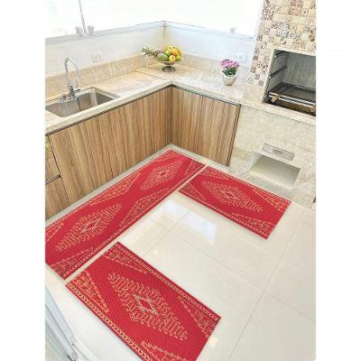 Jogo de Tapetes PS-38 Retangular Polipropileno Antiderrapante com Borda Infinita para Cozinha