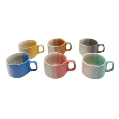 Jogo de Xícaras Cerâmica Coloridas 6 Peças 120ML para Café e Chá GMB