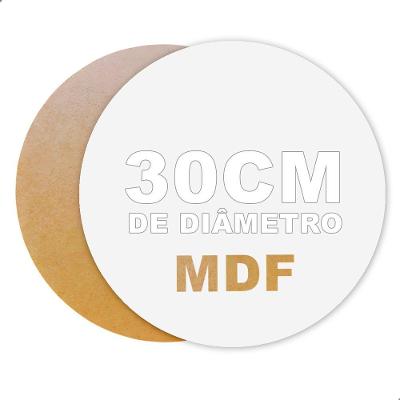 Base para Bolo Redonda MDF Cru 3mm 30CM Amadeirado Kit com 10 Unidades para Doces