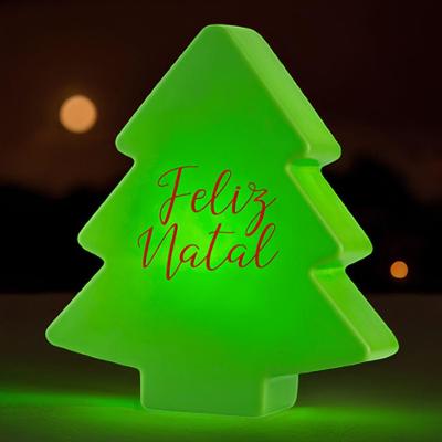 Luminária Árvore de Natal Merry Christmas Iluminação Suave Verde Bivolt 29CM