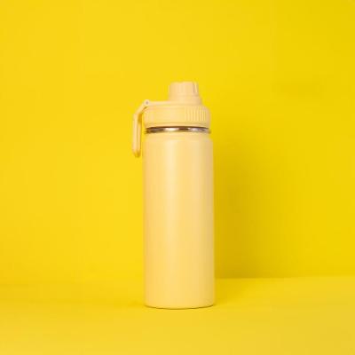 Garrafa com Alça e Bico 570ml Parede Dupla Aço Inox Térmica Amarela