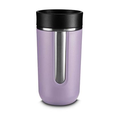 Copo Térmico com Tampa Aço Inox Parede Dupla Isolamento Eficiente para Bebidas Lilás 400ML