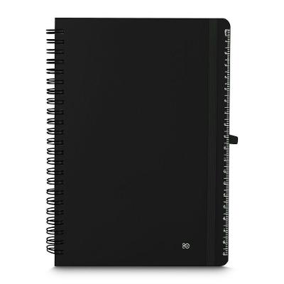 Caderno de Anotações com Suporte para Caneta 70 Folhas Pautadas PP Reciclável Preto