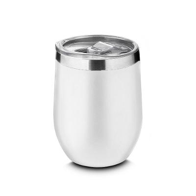 Copo Térmico Parede Dupla Aço Inox 350ML Tampa Hermética para Bebidas Branco