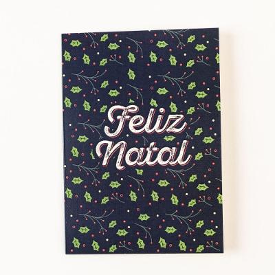 Cartão de Natal Merry Christmas com Mensagem Personalizada em Papel Texturizado 250g